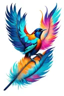 infinity feather and bird tattoo design idea