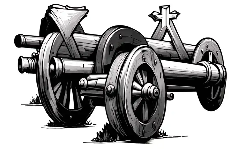 field artillery cross cannon with a crusaders cross bellow the cannons  tattoo design idea
