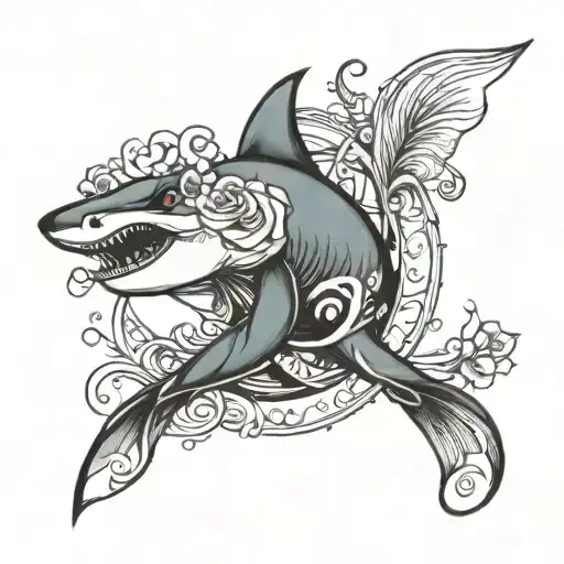 SHARK HALF FAIRY tattoo design idea