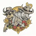 mafia and bull tattoo design idea