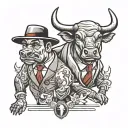 mafia and bull tattoo design idea