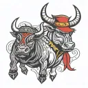 mafia and bull tattoo design idea