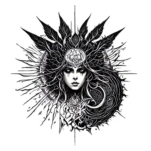 infinite otherworldly deity tattoo design idea