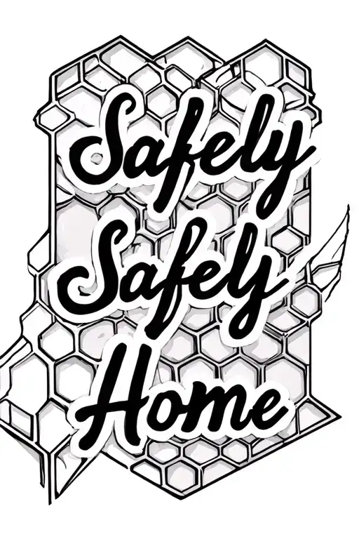 "Safely Home" honey comb with geometric design safely hone tattoo design idea