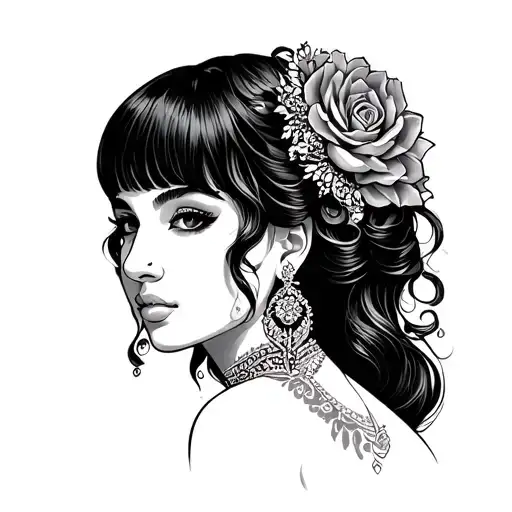 the empress tattoo design featuring bangs tattoo design idea