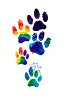 gay rainbow and 4 solid black dog paw prints tattoo design idea