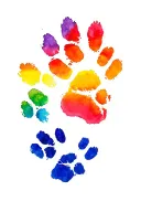 gay rainbow and 4 solid black dog paw prints tattoo design idea
