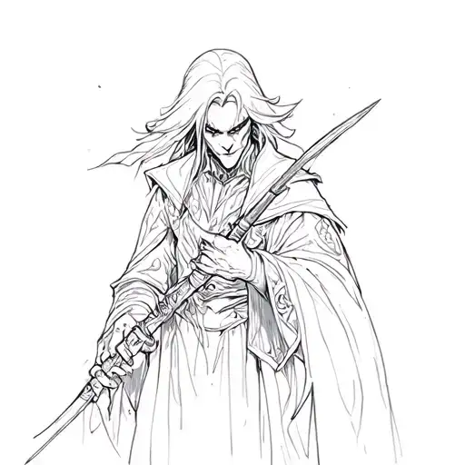 In the style of the anime "Vampire Hunter D: Bloodlust" tattoo design idea