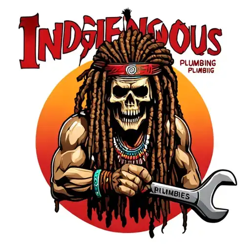 "Indigenous Plumbing " "Indigenous Plumbing " "Indigenous Plumbing " gangsta dread locks Native American holding wrench tattoo design idea