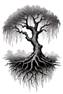 a willow tree with branches and roots have my family tree names on it tattoo design idea