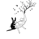 Alice falling down the rabbit tattoo design idea