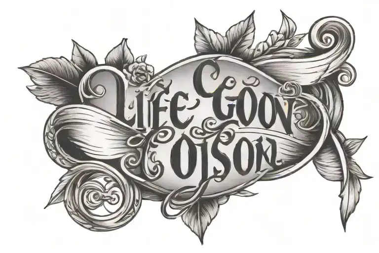 " life goes on" written tattoo design idea