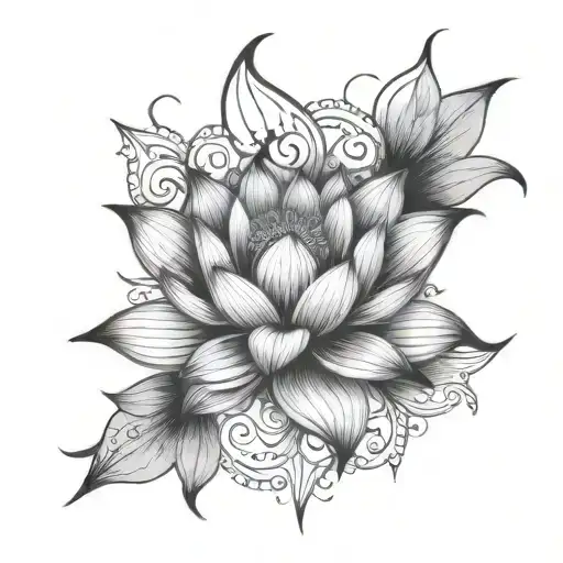 lotus and star accents tattoo design idea