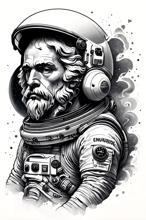 astronaut and zeus y possession tattoo design idea