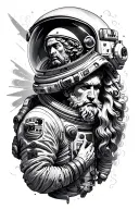 astronaut and zeus y possession tattoo design idea