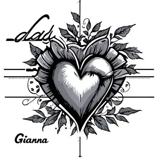 "Gianna" Dad heartbeat tattoo design idea
