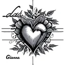 "Gianna" Dad heartbeat tattoo design idea