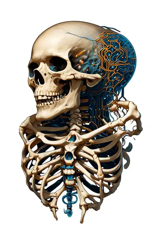 circuits and bones tattoo design idea