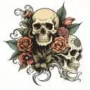 strange flowers with skulls tattoo design idea