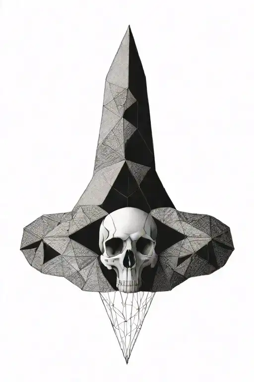 bird's skull with geometric background tattoo design idea