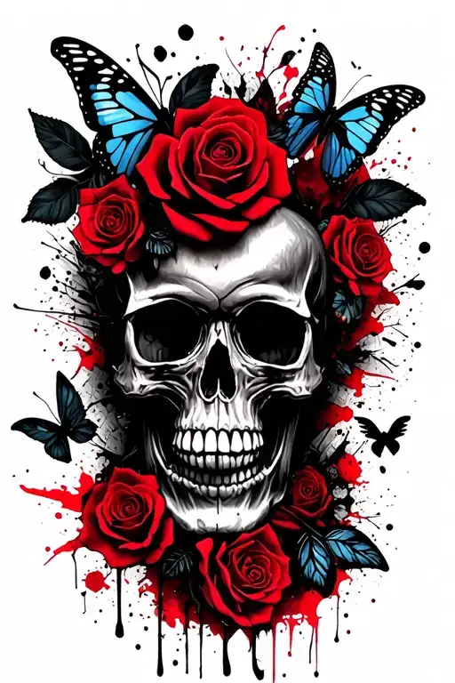 hand gun caliber, skulls, butterfly's, motivational quotes, roses  tattoo design idea