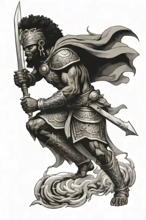 Afrocentric Christian Warrior Protector tattoo design idea