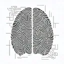 A detailed fingerprint that transforms into a brain or abstract neural pathways tattoo design idea