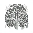 A detailed fingerprint that transforms into a brain or abstract neural pathways tattoo design idea