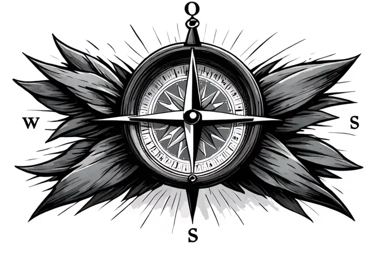 Only Compass needle pointing towards north on wrist tattoo design idea