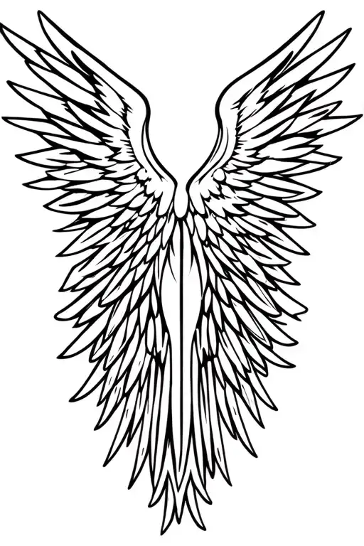wings colored tattoo design idea