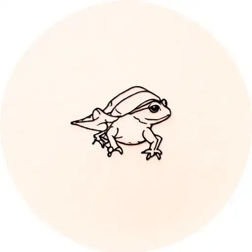 a small minimalist tattoo, a toad in a hijab tattoo design idea