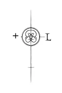 D/s dynamic inspired tattoo featuring a collar,  circle with a plus sign inside it, triskelion symbol, letter L tattoo design idea