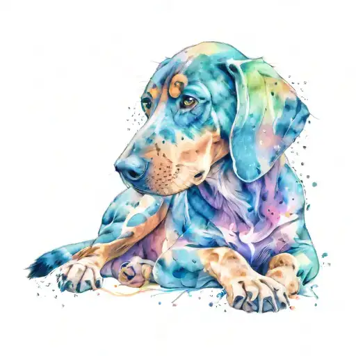 rainbow coonhound puppy  tattoo design idea