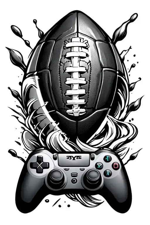 gaming controller and  football tattoo design idea
