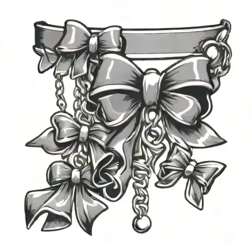 simple charm bracelet with different bows hanging from it tattoo design idea