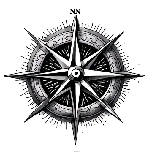 compass rose with triskel tattoo design idea