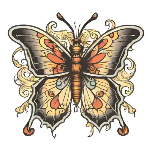 butterfly flying tattoo design idea