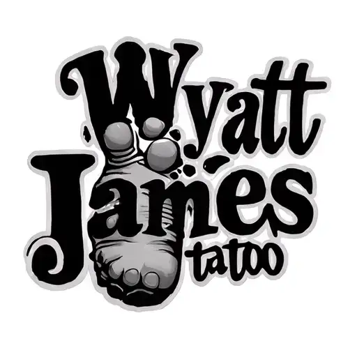 "Wyatt James" baby foot print walking across like tattoo design idea