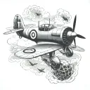honeycomb and spitfire fighter plane tattoo design idea