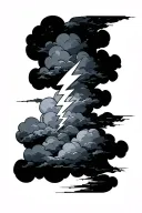thunderbolt with clouds tattoo design idea