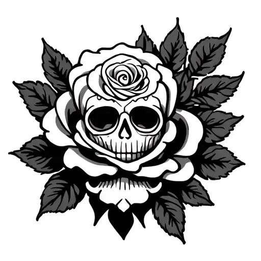 Rose Mexican sugar skull tattoo design idea