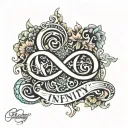 infinity with amy name written tattoo design idea