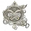 infinity with amy name written tattoo design idea