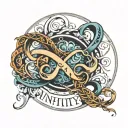 infinity with amy name written tattoo design idea