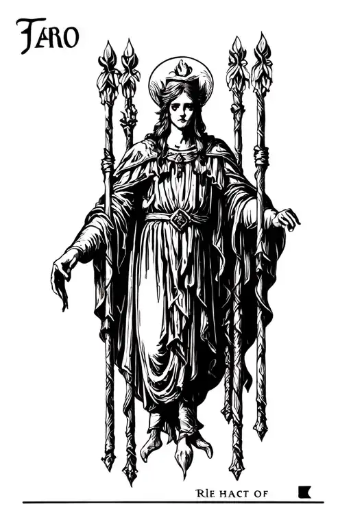 Tarot card The Fool mixed with Ace of Wands, gothic blackwork, lineart, detailed, non horror tattoo design idea