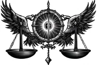 winter solstice & justice scales tattoo design idea