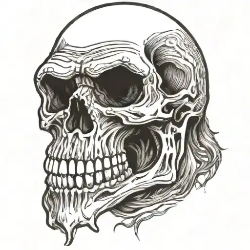 bigfoot skull, hand drawn with black pen the shading should be hatched  tattoo design idea