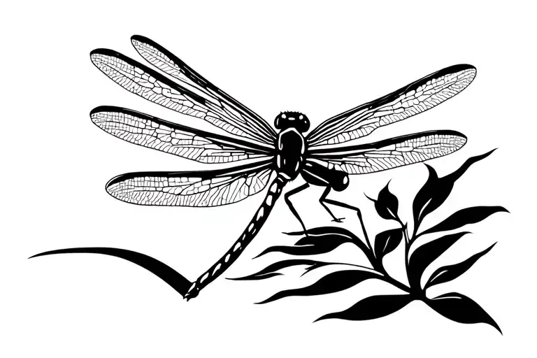dragonfly perched tattoo design idea