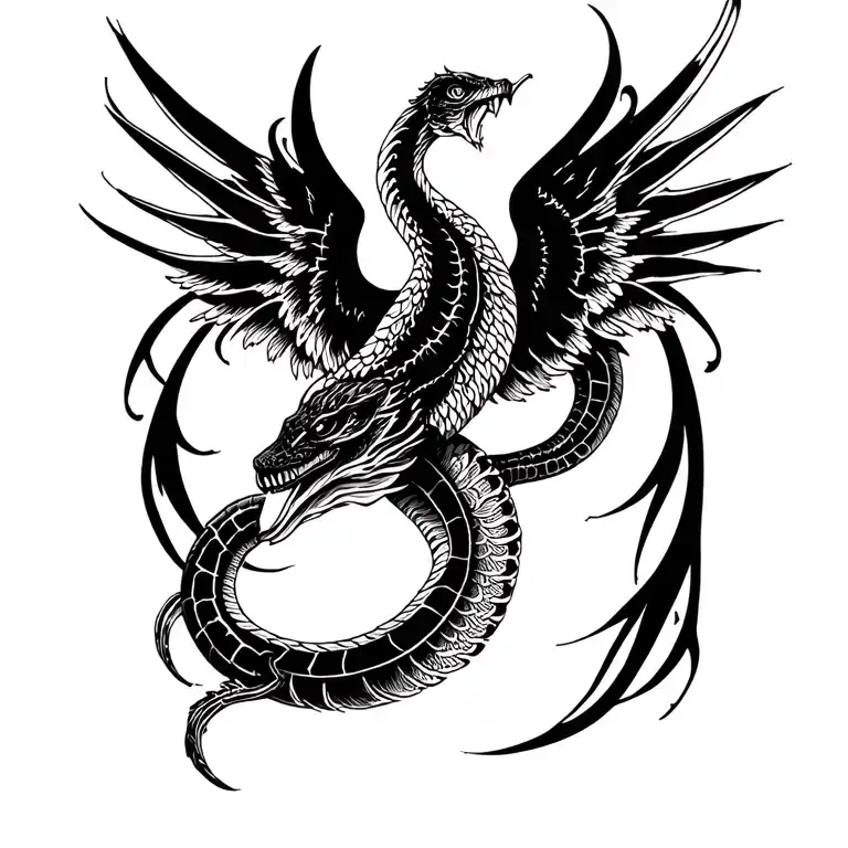 cobra phoenix tattoo design idea