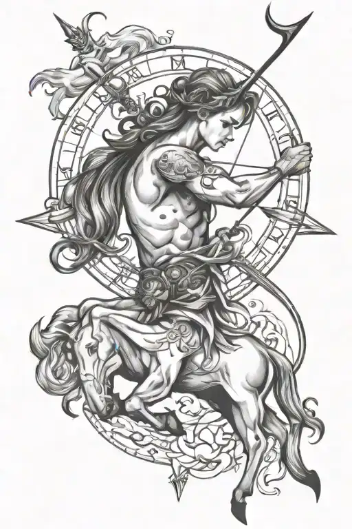 SAGITTARIUS AND CANCER ZODIAC WITH SET tattoo design idea